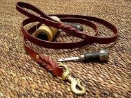 Leather dog leash for walking and tracking