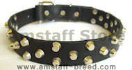 Small pyramids/studs 3 rows leather dog collar - c37 Small pyramids/studs 3 rows leather dog collar - c37