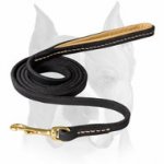 Amstaff Soft Handle Leather Dog Leash with Stitching