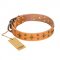 "Top-Flight" FDT Artisan Adorned Tan Leather Amstaff Collar