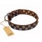 "Strong Shields" FDT Artisan leather Amstaff collar with stylish decorations