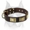 "Vogue Mania" Amstaff Vintage Style Leather Collar with Brass Plates