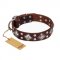 "King of Grace" FDT Artisan Stylish Leather Amstaff Collar with Old Silver-Like Plated Decorations