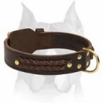 Gorgeous Braided Leather Amstaff Dog Collar