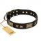 "Passion for Style and Beauty" FDT Artisan Decorated Black Leather Amstaff Collar