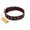 "Brown Shadow" Designer Handmade FDT Artisan Brown Leather Amstaff Collar
