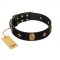 "Star Powder" FDT Artisan Black Leather Amstaff Collar with Ovals and Stars - 1 1/2 inch Wide