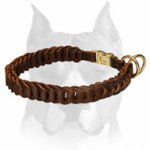 Amstaff Braided Leather Choke Collar with Quick Release Buckle