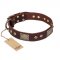 "Loving Owner" FDT Artisan Decorated Leather Amstaff Collar with Plates and Studs