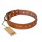 "Spring Flavor" FDT Artisan Adorned Leather Amstaff Collar with Old Bronze-Plated Engraved Studs