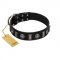 "Silver Spikes" Exclusive FDT Artisan Black Leather Amstaff Collar