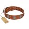 "Sun Rise Noon" FDT Artisan Tan Leather Amstaff Collar with Unique Design