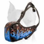 Bright Blue Fire Extreme Handpainted Muzzle for American Staffordshire