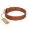 "Star Trek" FDT Artisan Tan Leather Amstaff Collar Decorated with Stars