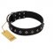"Immense Power" Handcrafted FDT Artisan Black Leather Amstaff Collar with Small Dotted Pyramids