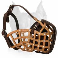 Stop Aggression Leather Muzzle For Amstaff