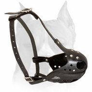 Police Training Leather Dog Muzzle for Amstaff Breed