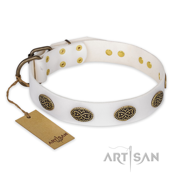 Awesome leather dog collar with corrosion resistant buckle