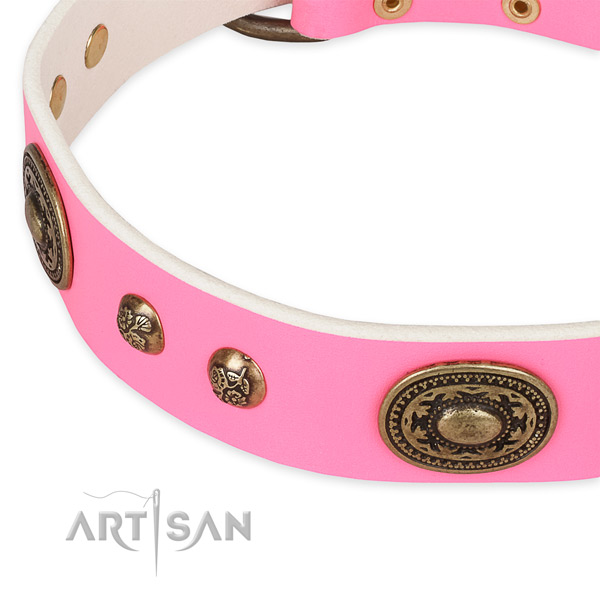Fine quality natural genuine leather collar for your impressive dog