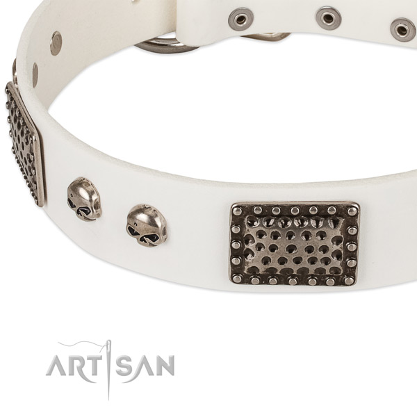 Durable fittings on full grain leather dog collar for your doggie