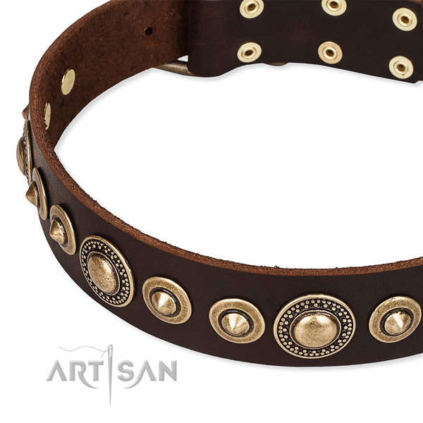 Soft to touch genuine leather dog collar handmade for your lovely canine