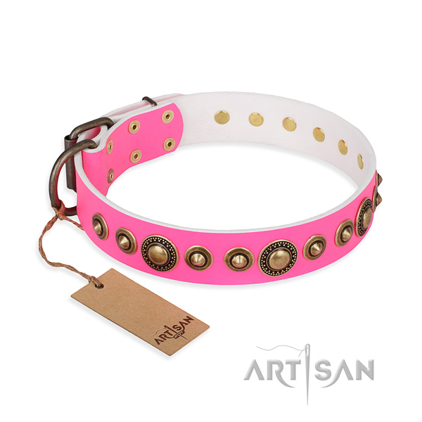 Best quality full grain natural leather collar crafted for your canine