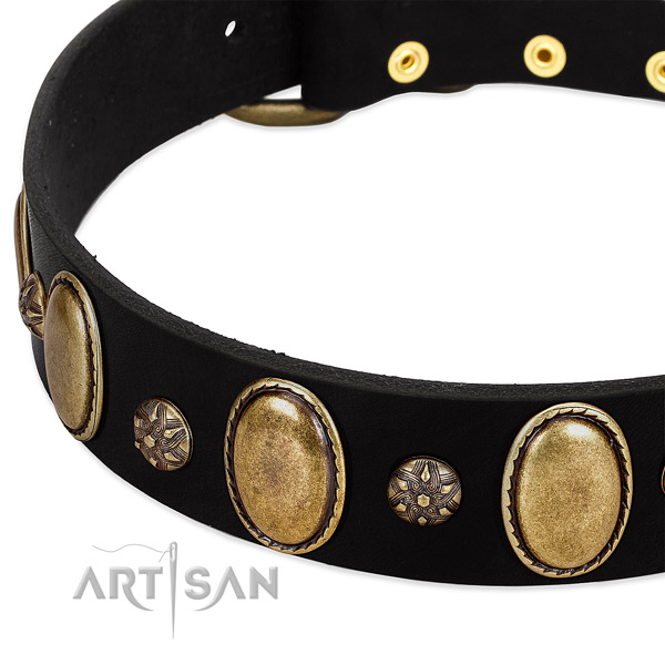 Everyday use soft to touch full grain natural leather dog collar