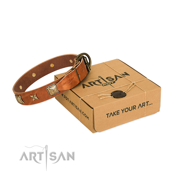 Easy to adjust leather collar for your handsome doggie
