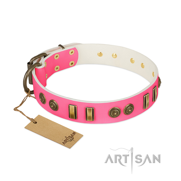 Studded genuine leather collar for your pet