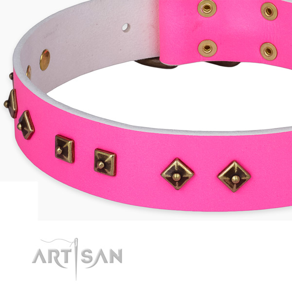 Stylish full grain natural leather collar for your lovely pet