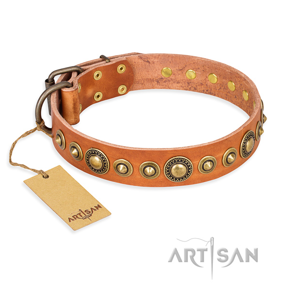 Soft full grain genuine leather collar created for your doggie