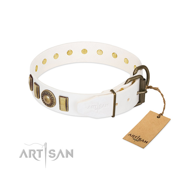 Top rate natural leather dog collar handmade for your dog