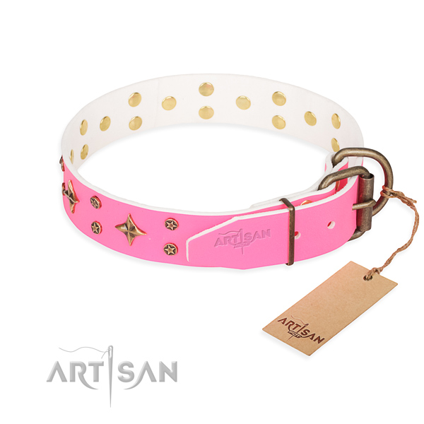 High quality studded dog collar of full grain natural leather