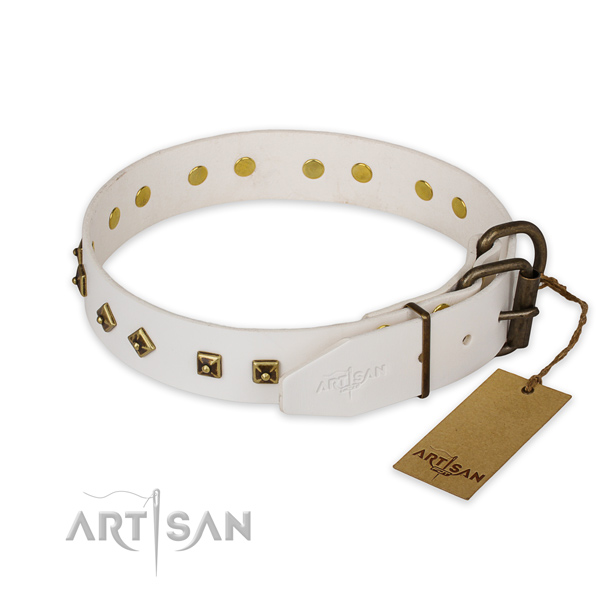 Rust-proof hardware on genuine leather collar for basic training your four-legged friend