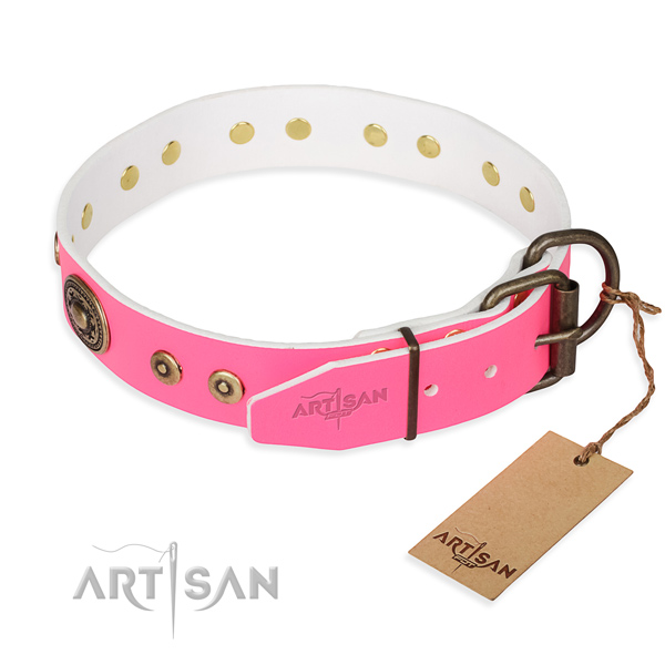 Leather dog collar made of high quality material with strong embellishments