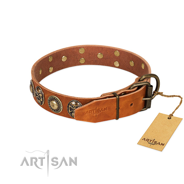 Durable decorations on handy use dog collar