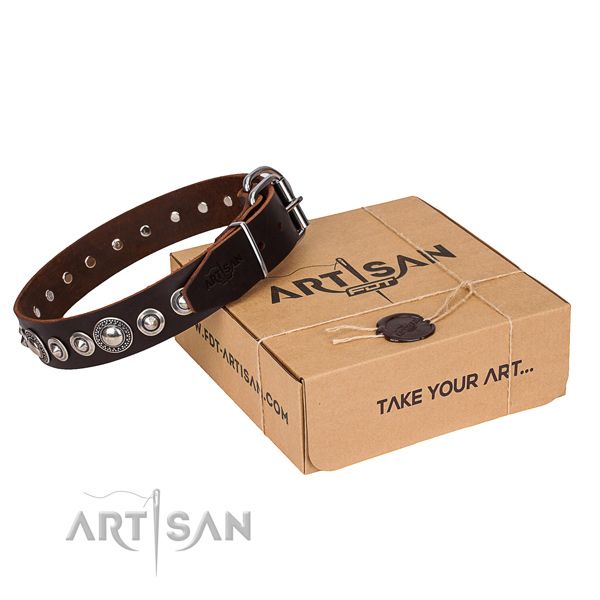 Fine quality full grain genuine leather dog collar