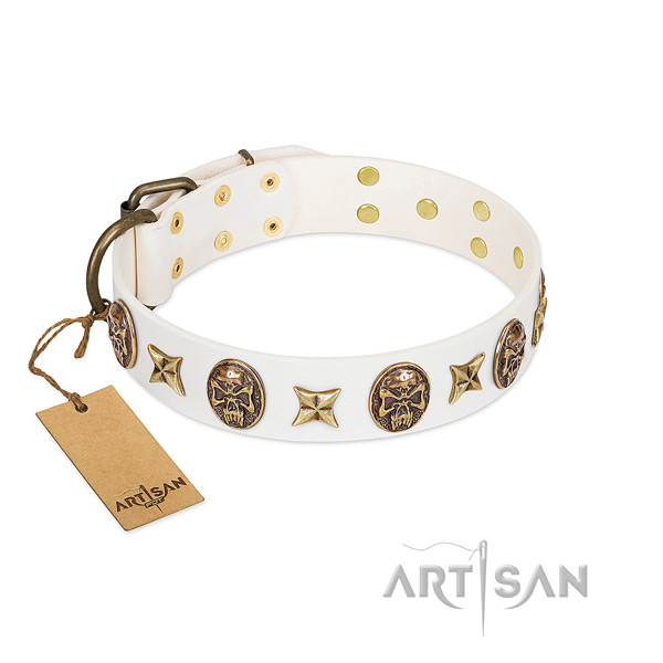 Stunning genuine leather dog collar for easy wearing