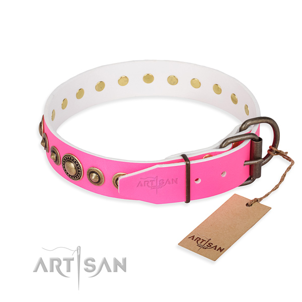 Gentle to touch genuine leather dog collar created for everyday use