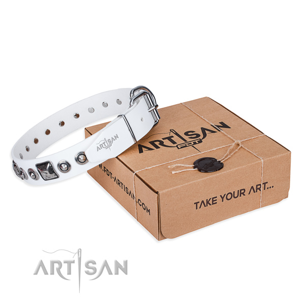 Soft leather dog collar created for handy use