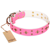 "Chi-Chi Pink Rose" FDT Artisan Leather Amstaff Collar with Decorations "Chi-Chi Pink Rose" FDT Artisan Leather Amstaff Collar with Decorations