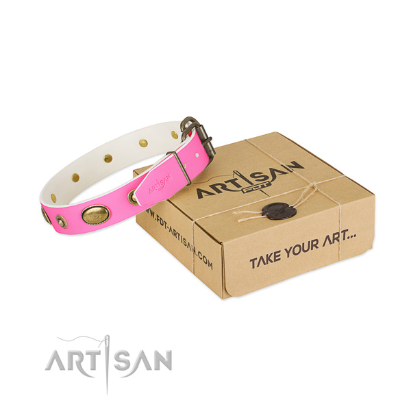 Perfect fit leather collar for your handsome doggie