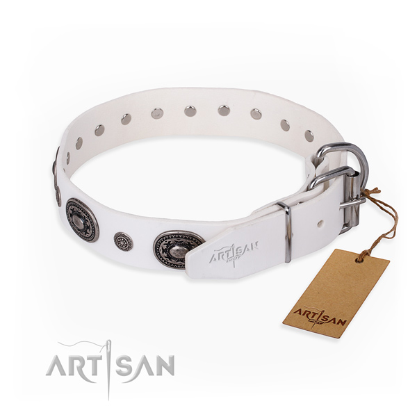 Flexible full grain natural leather dog collar created for walking