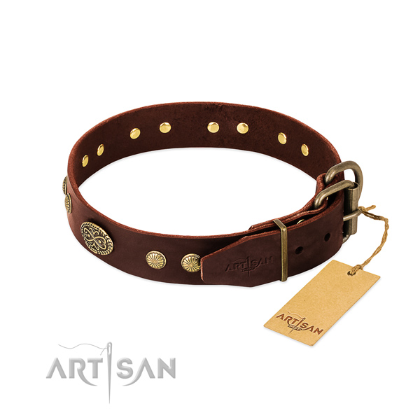Reliable decorations on leather dog collar for your dog