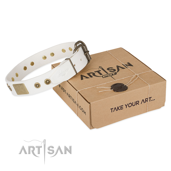 Adjustable full grain natural leather collar for your impressive pet