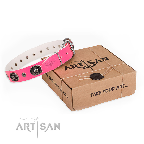 Durable leather dog collar crafted for comfortable wearing