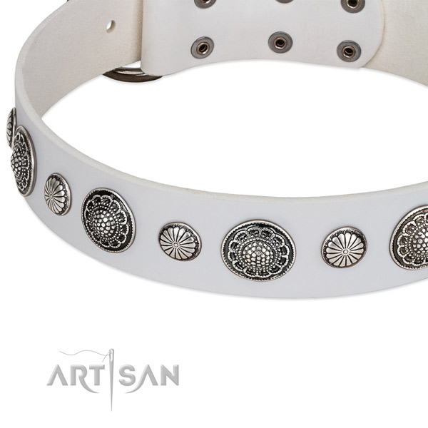 Natural leather collar with strong buckle for your lovely doggie