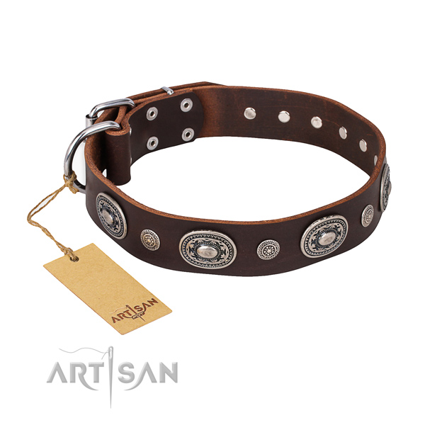 Soft to touch genuine leather collar created for your four-legged friend