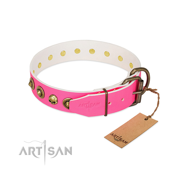 Genuine leather collar with inimitable adornments for your canine