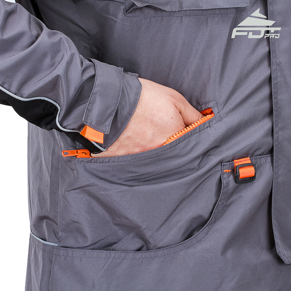 Grey Color FDT Pro Design Dog Tracking Jacket with Useful Side Pockets